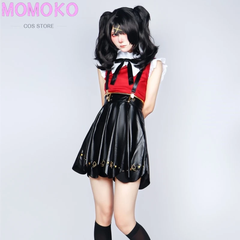 Needy Girl Overdose Abyss Cosplay Costume Shoe Wig Anime Game Ame Abyssoning Angle Dokuro Chan Cosplay Black Leather Skirt Set