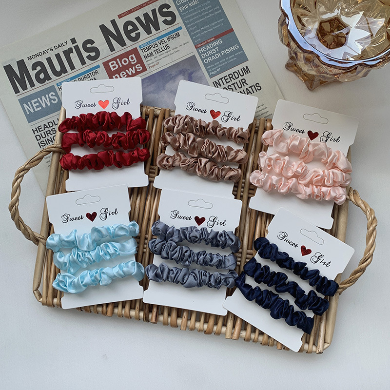 Rubber Bands pcs set Woman Silk Hair Scrunchies Set Solid Band Girls Ponytail Holders Ties Women Accessories