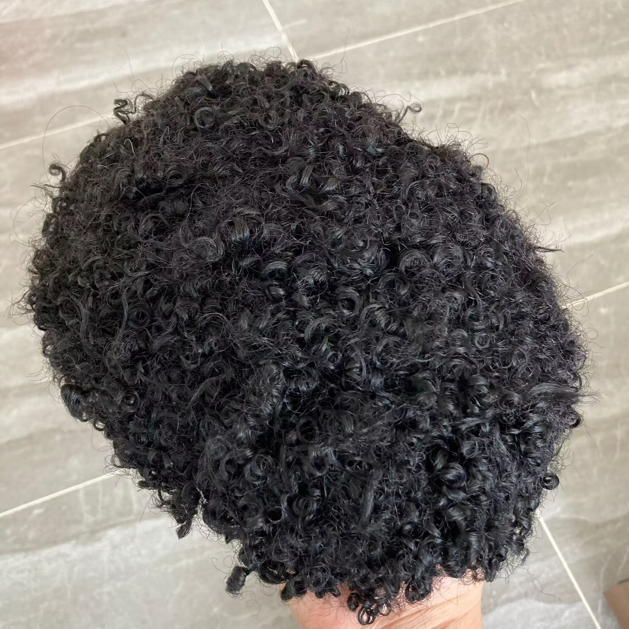 8mm Afro Curly Natural Human Hair Toupee Hairpieces for Men Skin PU Base Toupees for Black Men Hairpieces Wig