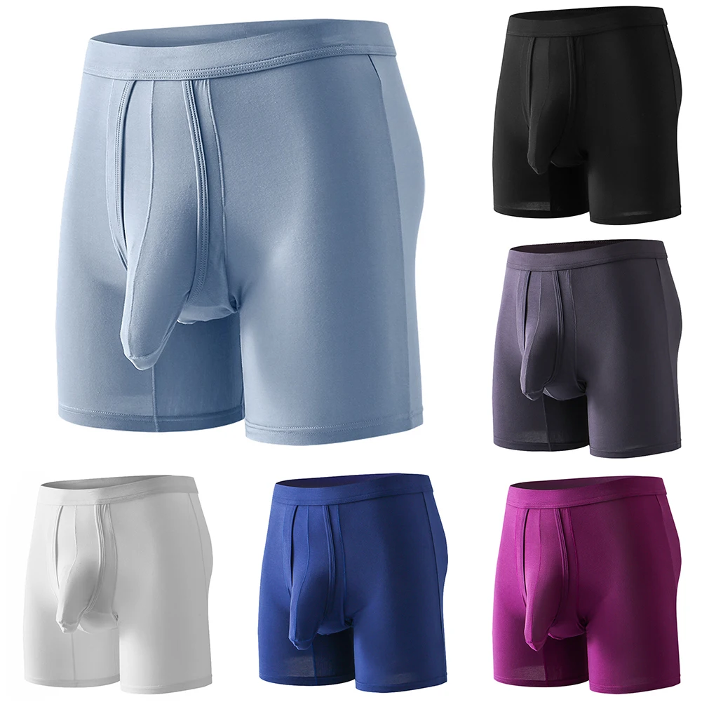 Men Sexy Boxers Elephant Nose Men's Underwear Separate Ball Pouch Underpants Breathable Comfort Trunks Solid Short Panties