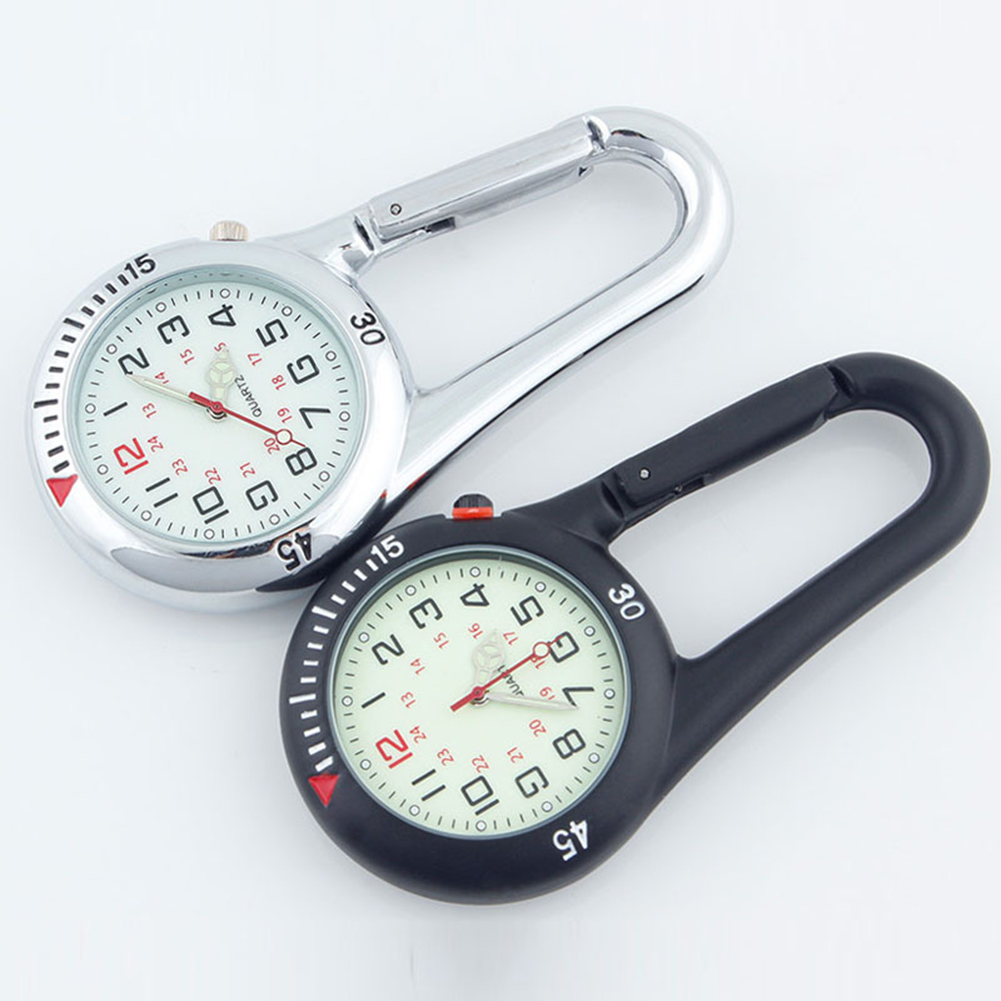Luminous Dial Clip-On Carabiner Climbing Pocket Watch Multifunctional Outdoor Sports Mountaineering Hanging Watch