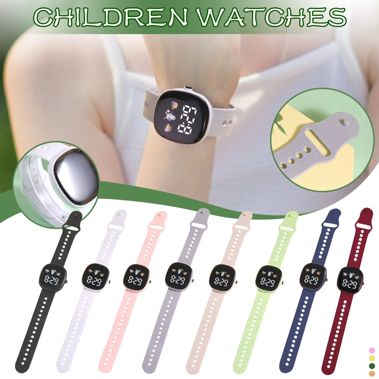 Student Children Display Time Year Touch Screen Solid Acrylic Material Digital Watch Cute Alien Pattern Digital Watch For Kids
