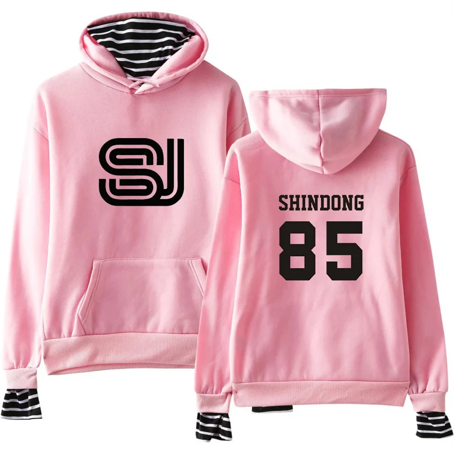 Super junior Women's Fake Two Pieces Girls Hoodies Sweatshirt Pullover Kpop 2023 New Casual new 2025 Autumn Cool Hoodie Sweatshirts