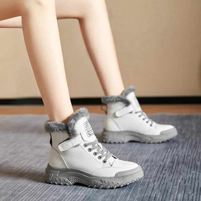 Winter Platform Shoes for Women Designer Luxury Sneakers Girls Plush Sports Shoes Flats Snow Fur Ankle Boots Tennis Female