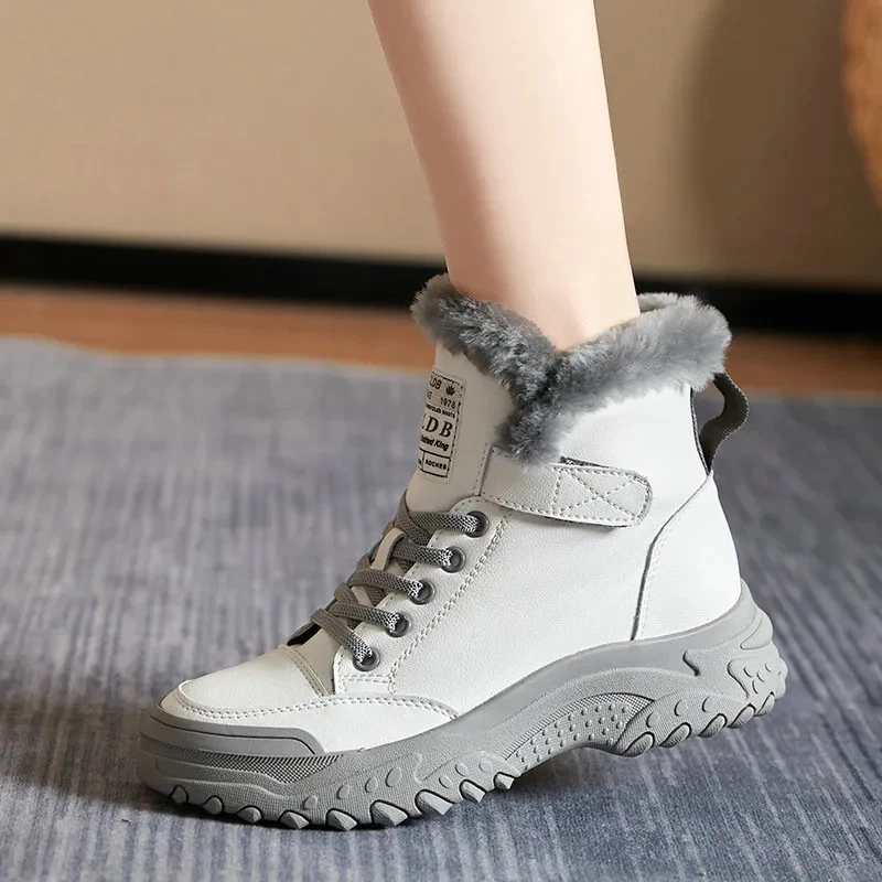 Winter Platform Shoes for Women Designer Luxury Sneakers Girls Plush Sports Shoes Flats Snow Fur Ankle Boots Tennis Female