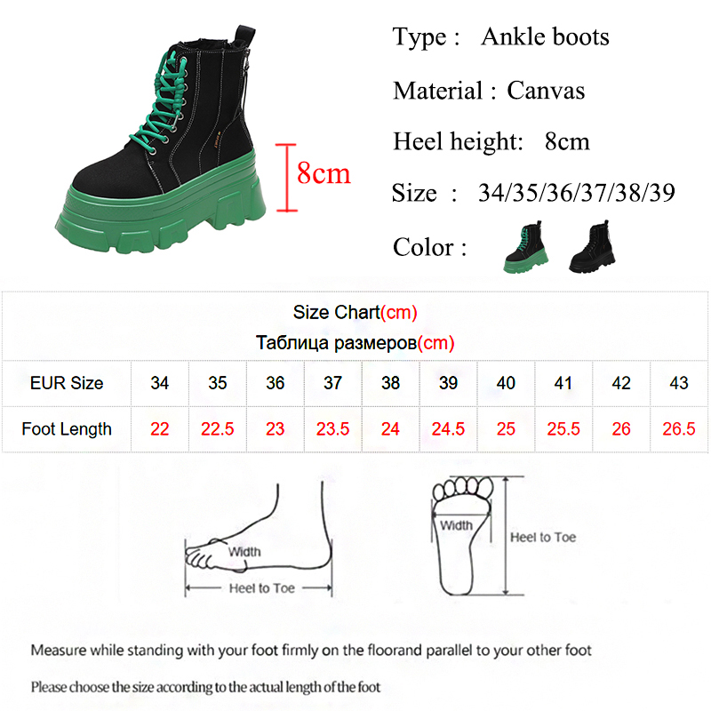 Rimocy Green Punk Chunky Platform Ankle Boots for Women Autumn Winter Thick Bottom Motorcycle Boots Wedges Gothic Shoes Woman