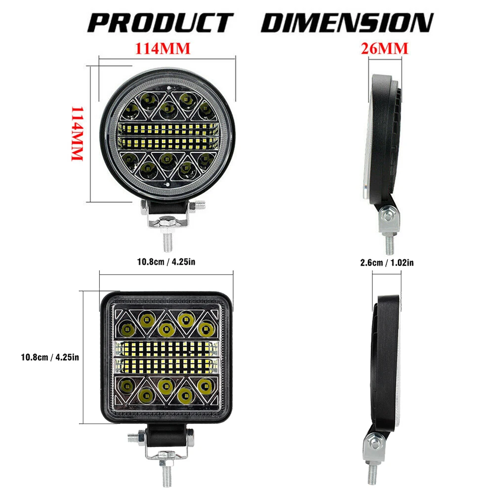 NLpearl 4" 102W Car LED Bar Work Light 12V 24V Spot Flood Flash Off Road Truck Boat 4x4 Atv Suv Driving Fog Headlights