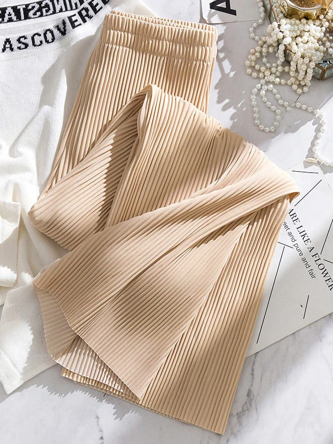 Black Wide Trousers for new Women Summer High Waist 2025 Knitted Pants Green Straight Ankle-length Women's Joggers Baggy Pants Sweatpant