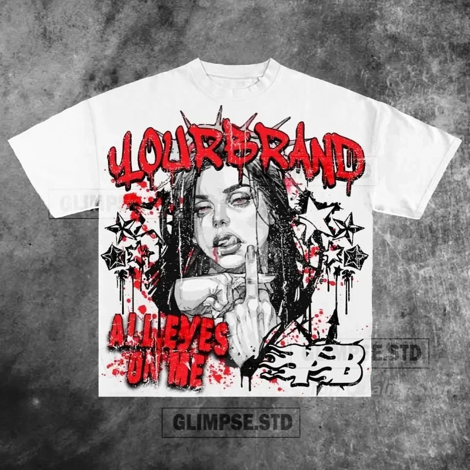 Harajuku Big Letter Print oversized graphic t shirts gothic all cotton shirts Couples High street y2k tops goth women clothes 240321