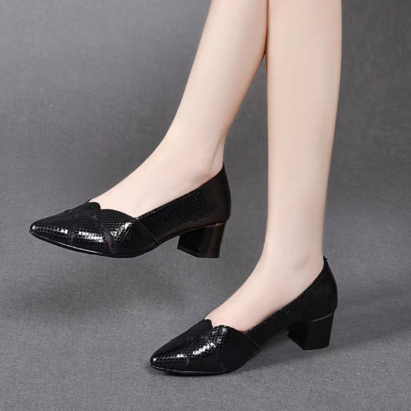 2025 2023 New Shoes Female Solid Pointed Toe Women's new Pumps Summer Office & Career Sandals Woman Square Heel Ladies Shoe Zapatos Mujer