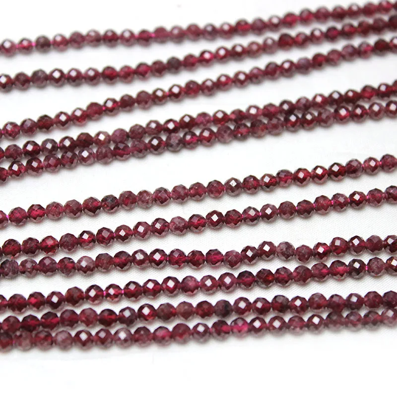 Natural Faceted Garnet Stone Tiny Beads Loose Spacer Beads 2-4mm for Jewelry Making DIY Bracelet Necklace Earrings Accessories
