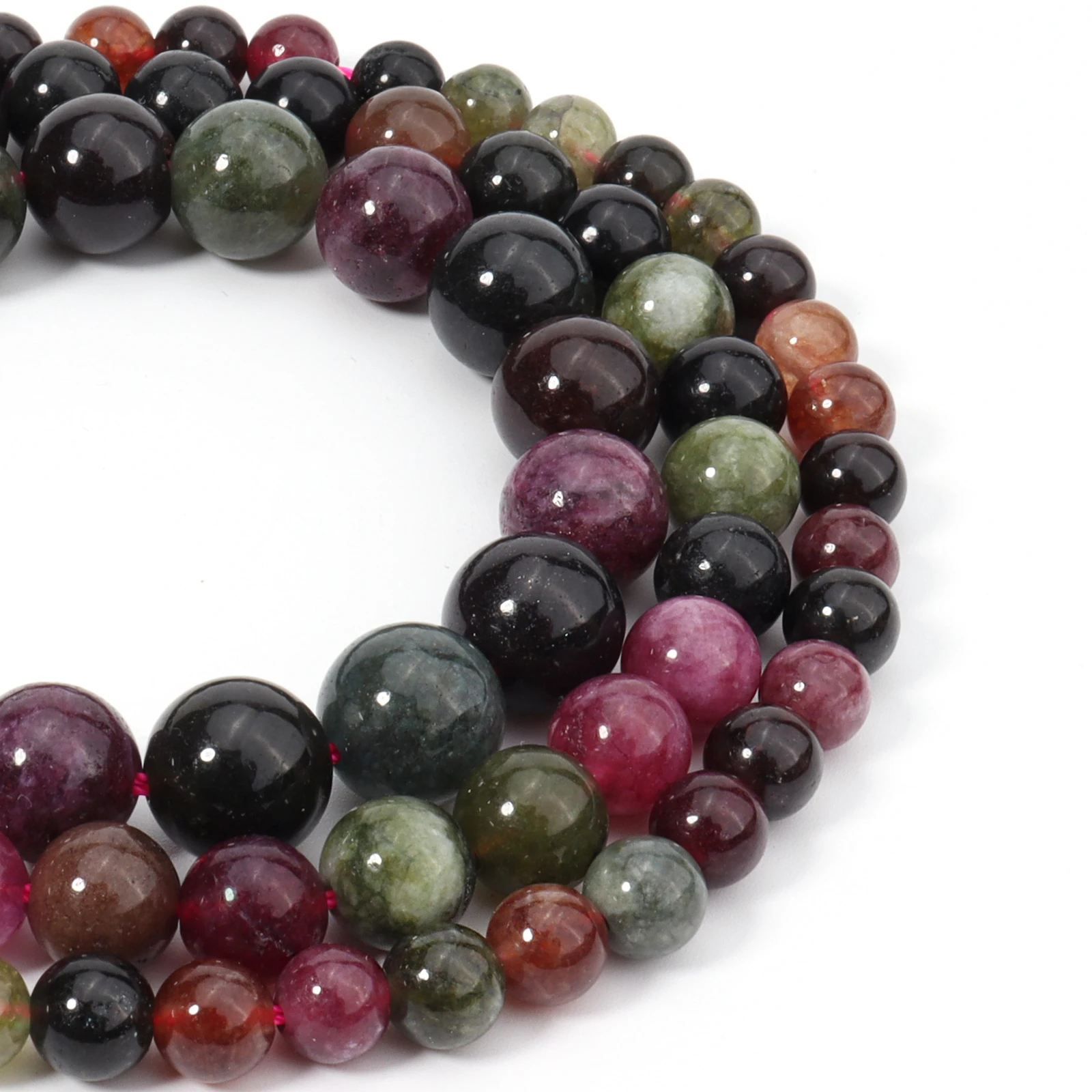 Natural Stone Dark Colorful Tourmaline Round Loose Spacer Beads For Jewelry Making DIY Handmade Bracelet Accessories 6/8/10mm