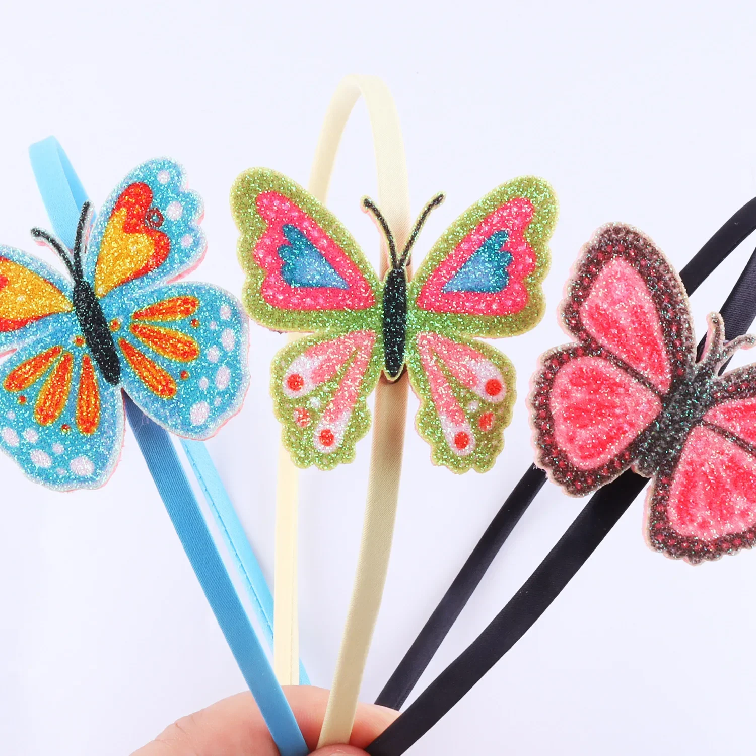 1/2pcs Glitter Butterfly Fascinator Headbands for Girls Teens Kids Child Hairbands Party Costume Performance Hair Accessories