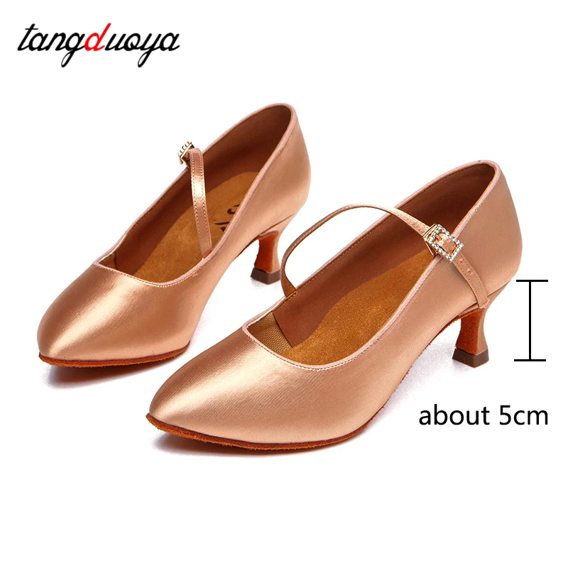 Women New Modern Dance Shoes Girls Standard Dancing Shoes High Heeled Ballroom Latin 2025 new Dance Shoes for Women 5cm Heels