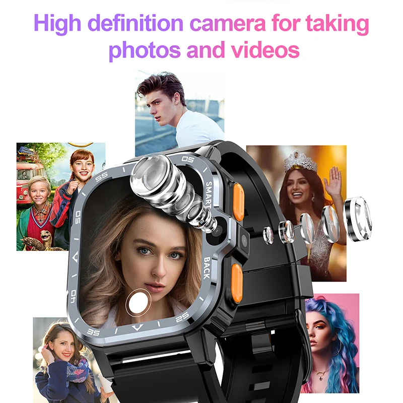 2.03 inch 4G NetworK Smart Watch GPS Wifi SIM NFC Dual Camera Rugged 16G 64G ROM Storage Google Play IP67 Android Smartwatch