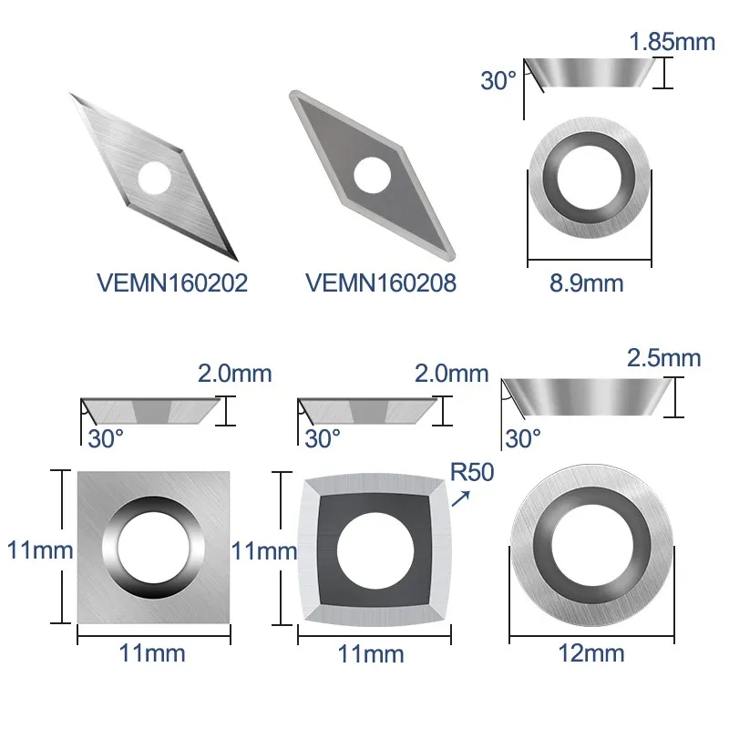 2025 13pcs Carbide Insert Cutters Blades for Detailer Hollower new Finisher Rougher Turning Tools Blade Wood Lathe Tool