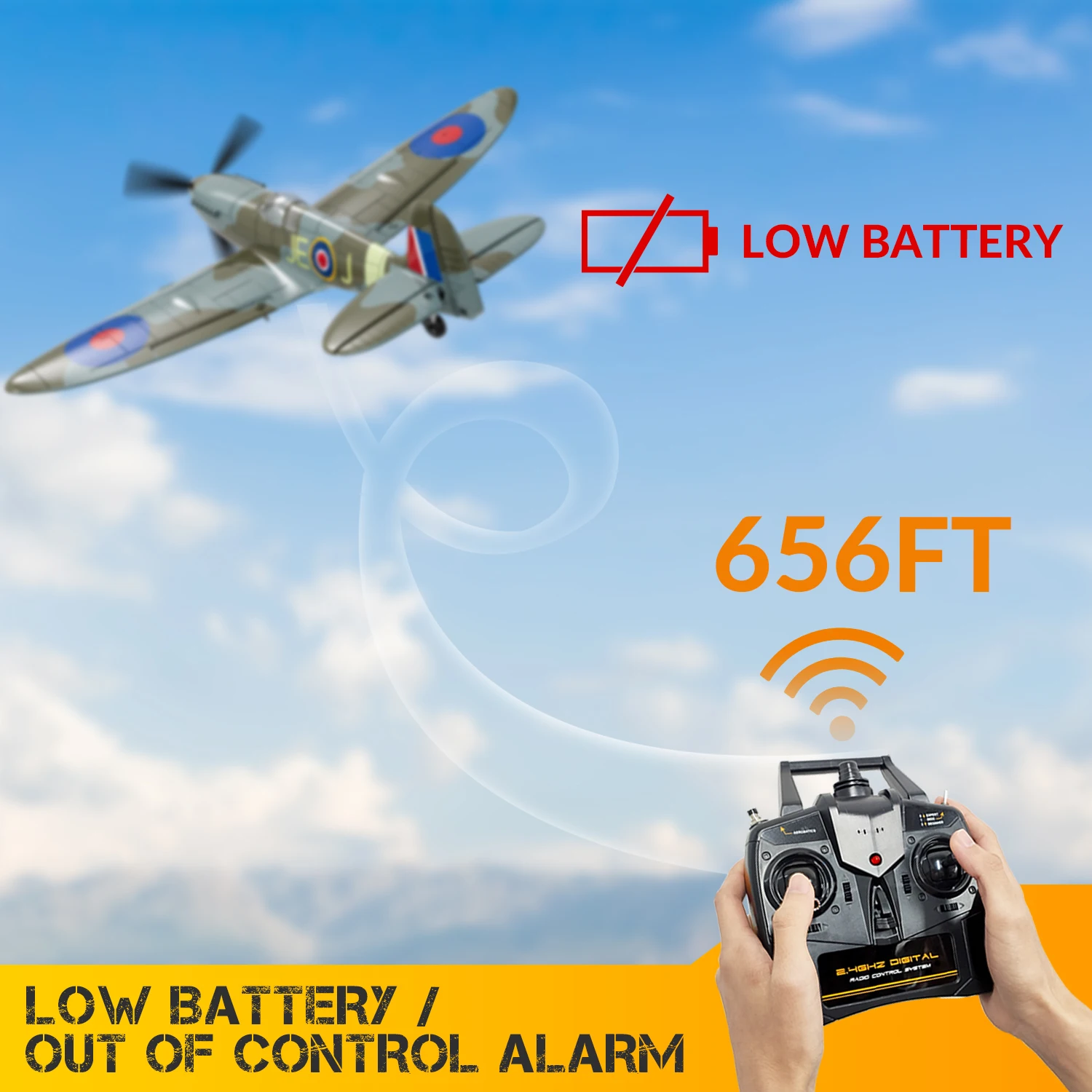 New Spitfire RC Plane 2.4G 4CH 6-Axis EPP 400mm Wingspan RC Fighter with Xpilot Stabilizer One Key Aerobatic RTF Warbird Plane