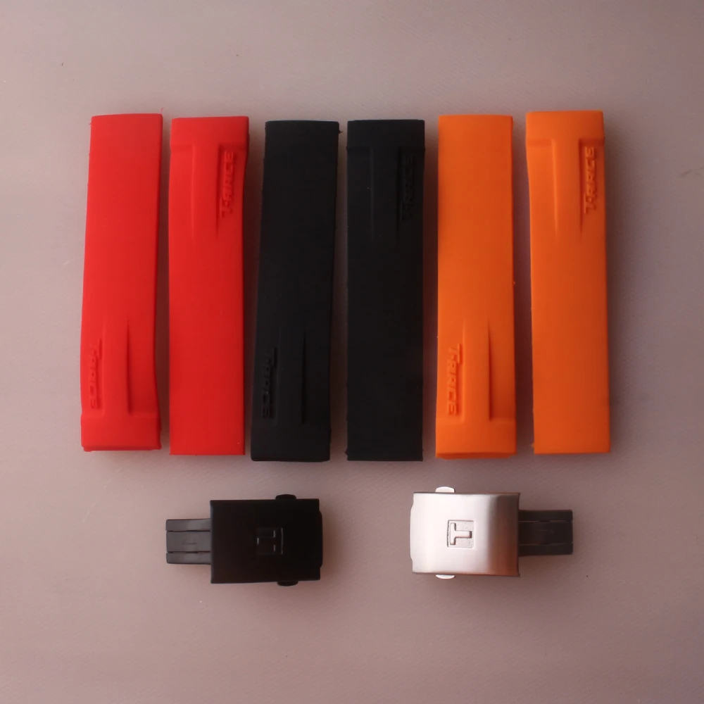 20mm Soft Rubber Silicone Watchband Strap Black Red Orange Waterproof Watch Band for Tissot Strap T048 T-Race T-Sports Bracelets