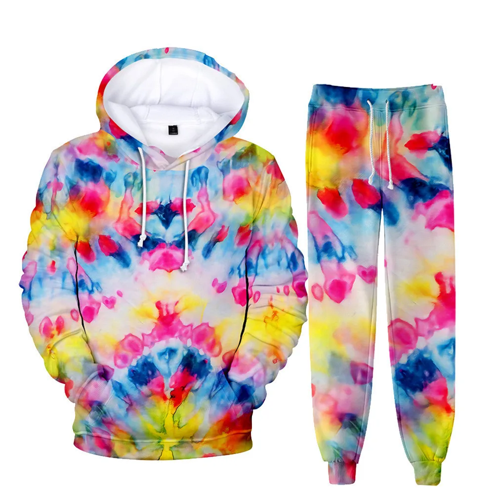 Tie dye Hoodies Sport style Men/Women Hoodie+Sweatpants Sets Psychedelic Spiral new Sweatshirt Hip 2025 hop Clothing