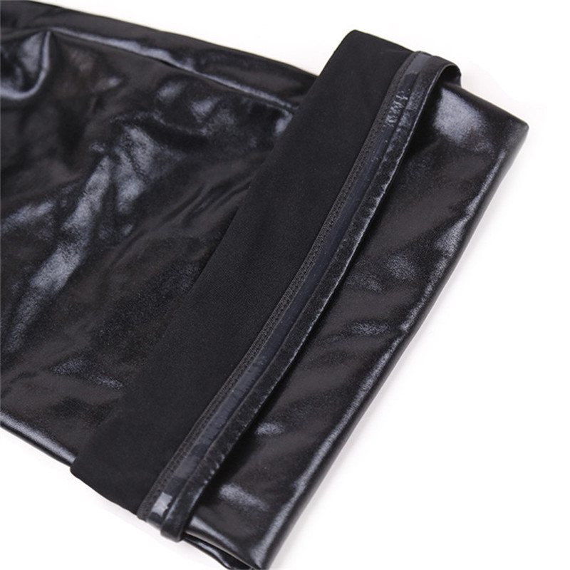 Women Sexy Latex Zipper Stockings Lady's Black PVC Pole Dance Leather Erotic Clubwear Length Over Knee High Stockings