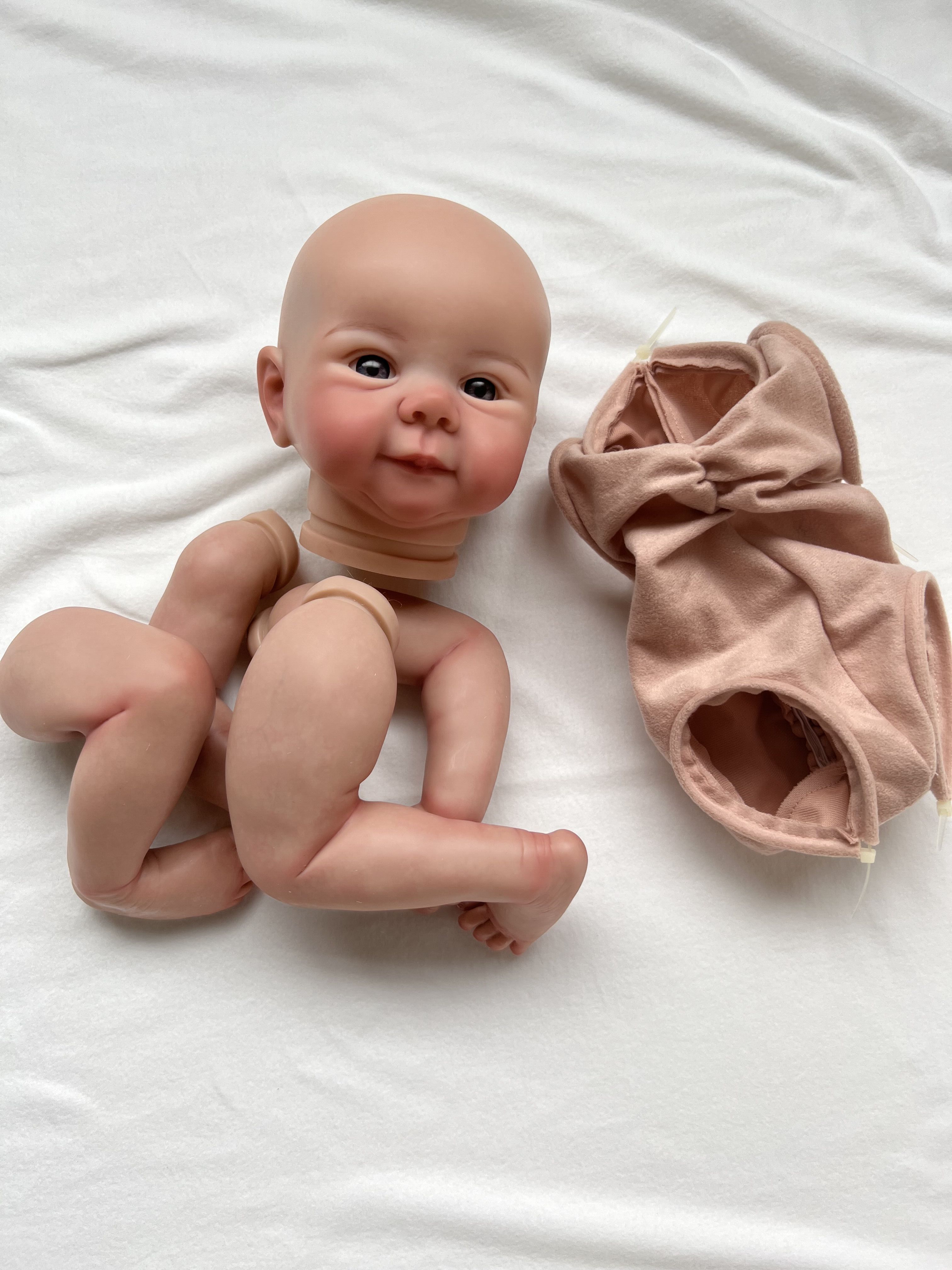 NPK 19inch Already Finished Painted Reborn Doll Parts Juliette Cute Baby 3D Painting with Visible Veins Cloth Body Included