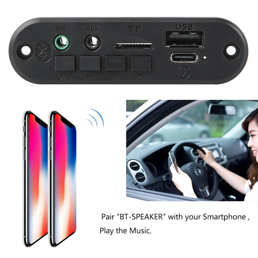 6W Amplifier Bluetooth 5.0 MP3 Decoder Board 3.7V 5V MP3 Player Support Call Recording 3.5mm USB TF FM for Module Car Speaker
