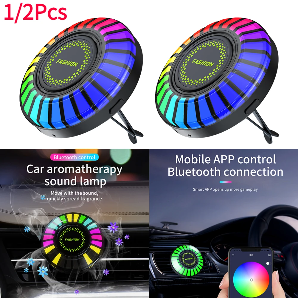 Air Freshener RGB Auto Perfume Diffuser 256 Colors Car Fragrance Machine App Control Music LED Light Strip 24LED Type C Charging