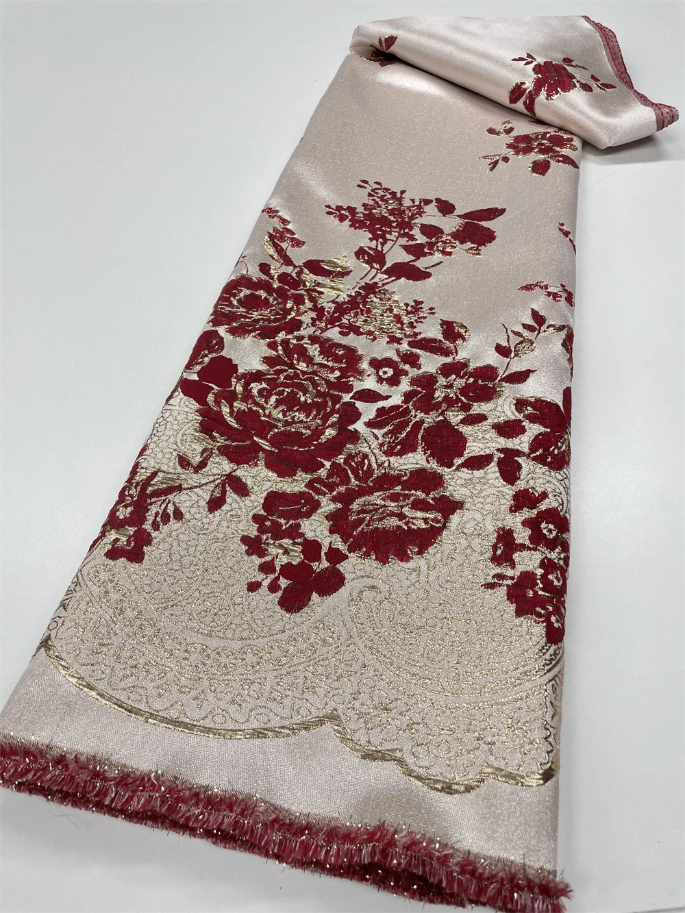 High Quality African Nigerian Gilding Tulle Lace Fabric Embroidery Organza French Lace new Jacquard Brocade 2025 Lace Fabric QF0718-1