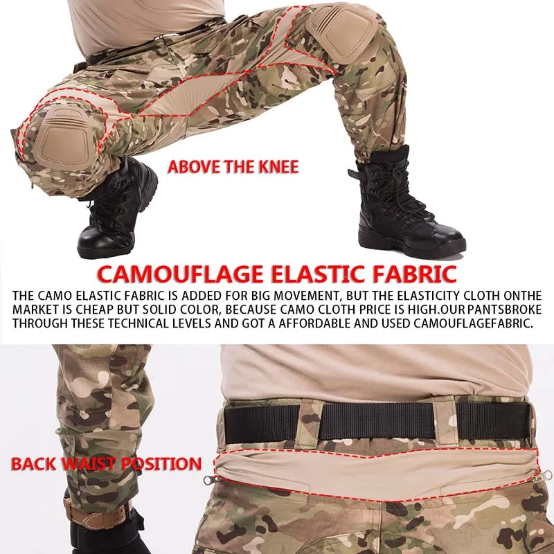 HAN WILD G3 Tactical Camo Pants Combat Pant Outdoor Hiking Climbing Pants Men's Working Clothing Hunting Pants Military Trousers