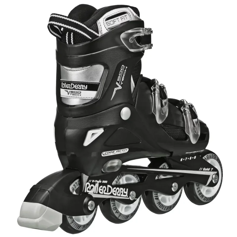 V-Tech 500 Men's Inline Skate with Adjustable Sizing, Black