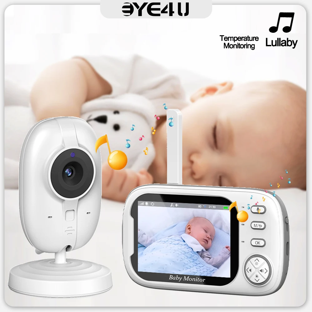 ABM600 Video Baby Monitor 3.5 Inches LCD 2.4G Mother Kid Two-way Audio Babysitter Surveillance Camera Temperature display Screen