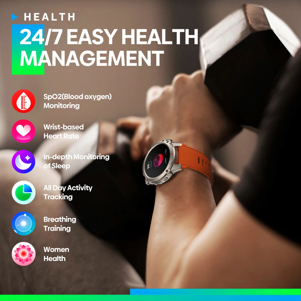 Zeblaze Stratos 3/Zeblaze Vibe 7 Lite Bluetooth Smartwatch 1.47'' IPS Display Voice Call 100+ Sport Modes Health Monitor Watch
