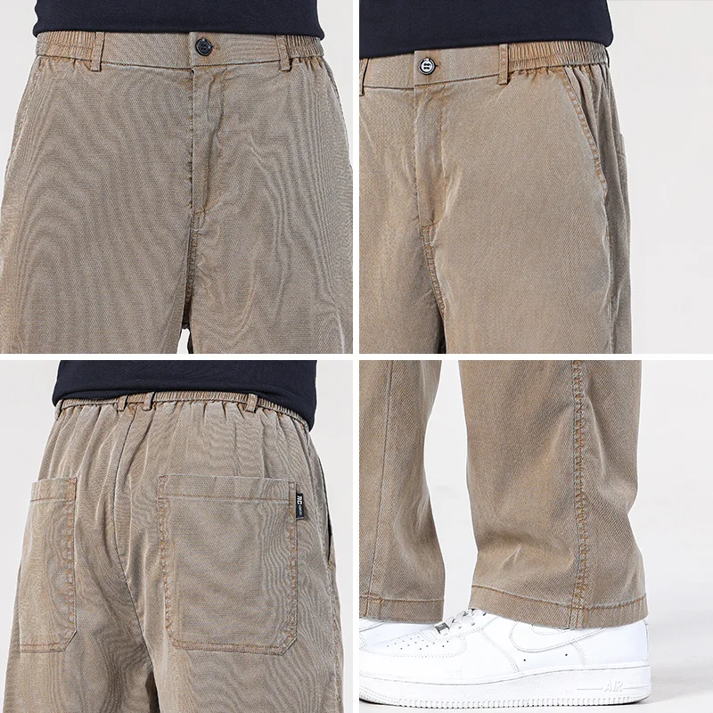 2024 New Lyocell Fabric Men's Jeans Pants Straight Loose Quality Sweatpants Casual Soft Wide Leg Long Baggy Trousers Hot Sales