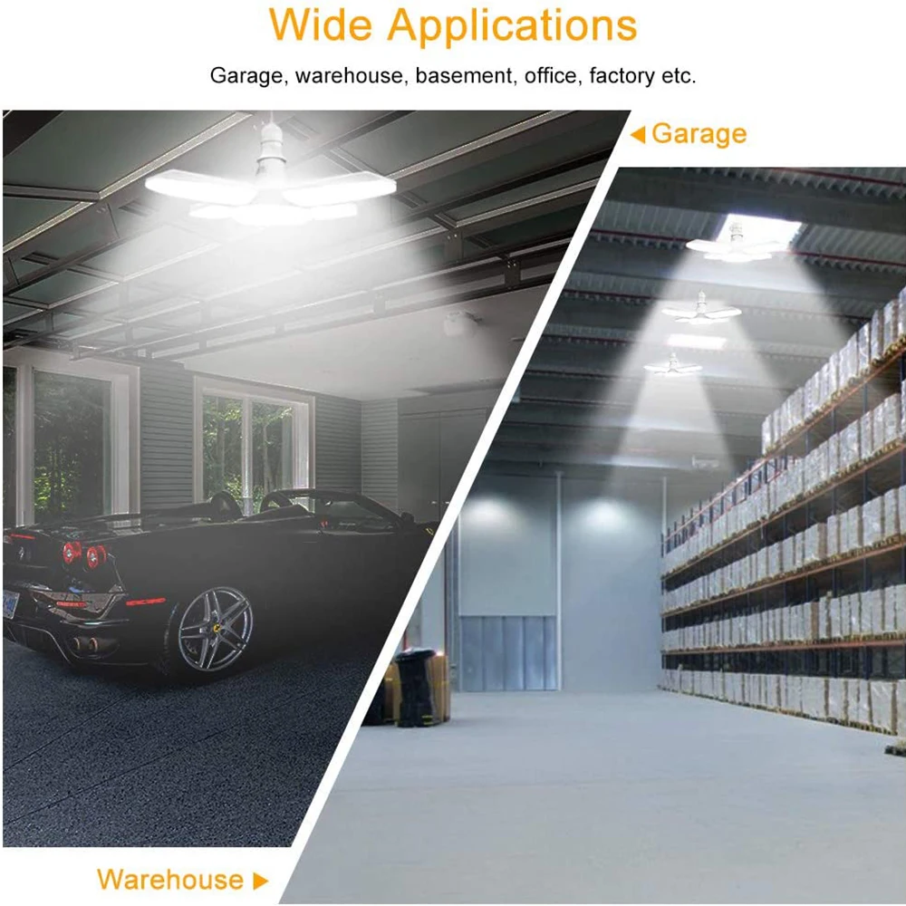 E27 LED Bulb Fan Blade Timing Lamp 85-265V Foldable Led Industrial Light Bulb Lamp For Home Ceiling Light Garage Light