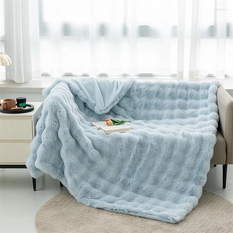 Blankets And Cozy Toscana Fur Blanket With Double-sided Bubble Fleece - Perfect For Office Nap Sofa Cover Warm Winter Bed 120*200cm