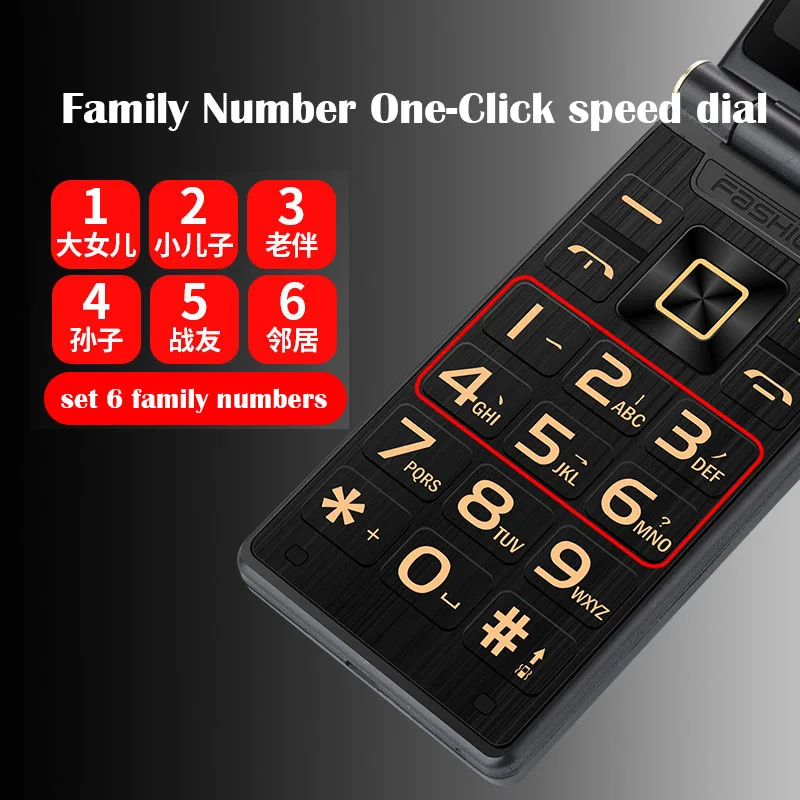 Case Gift GSM 2.8" Dual Screen Senior Flip Two SIM speed dial FM MP3 MP4 recorder Mobile Phones Russian Keyboard Button