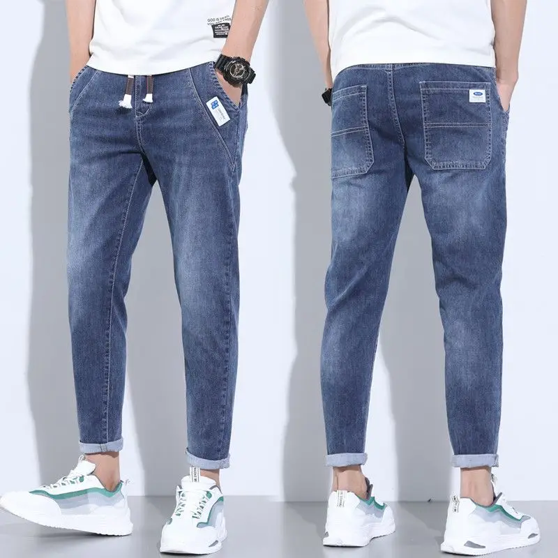 Summer Drawstring new Baggy 2025 Blue Boyfriend Haruku Casual Hip Hop Male Cargo Denim Stylish Designer Jogger Cowboy Haren Jeans Pants