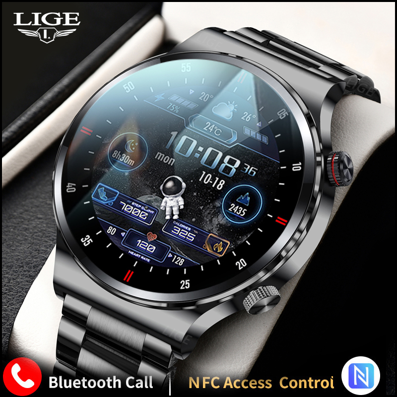 LIGE NFC Bluetooth Call Smart Watch Men 2023 Sport Bracelet ECG+PPG Waterproof Custom Watch Face Men 2025 SmartWatch new For IOS Android