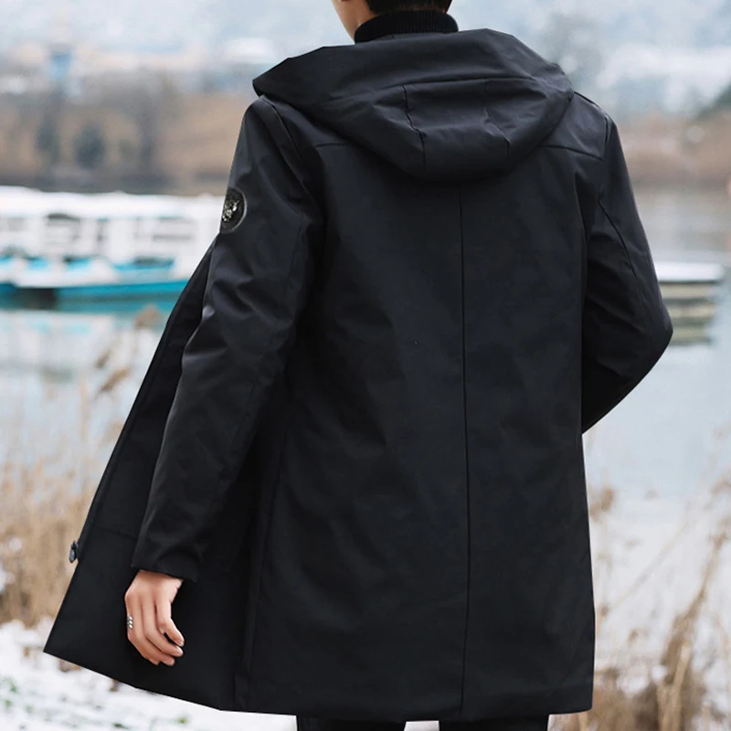 new Plus Size Men's Winter Warm Jacket Fleece Parka Coat 2023 New 2025 Black Hooded Windbreaker Outwear Fleec Jacket Long Parkas 8XL