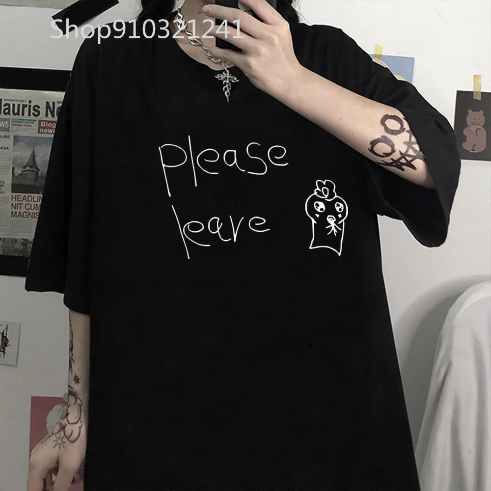Ateez PLEASE LEAVE TShirts Korean Style T-shirt Summer TShirt Unisex Tops Clothes Kawaii Women Short Sleeve Funny Shirts