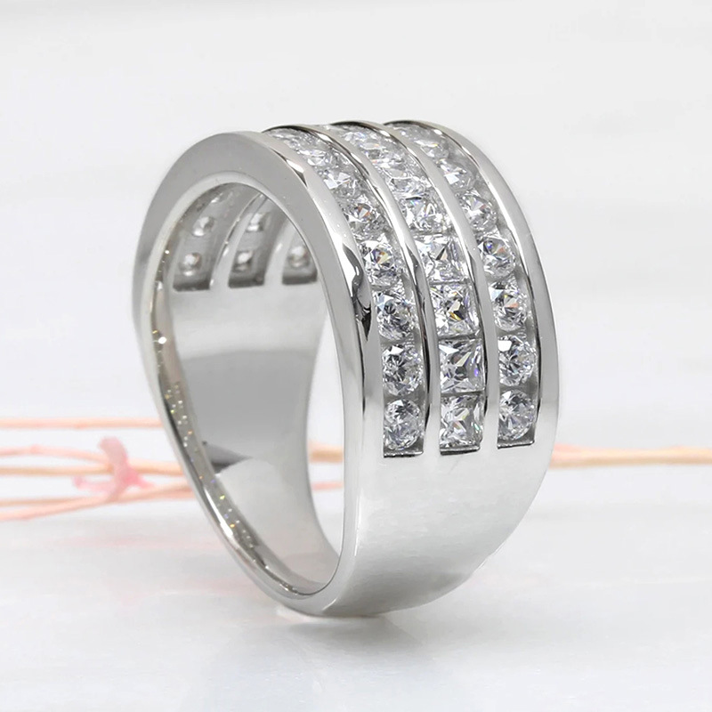 Sterg Sier Wedding Ring: Princess Cut 5A Cubic Zirconia Eternity Band