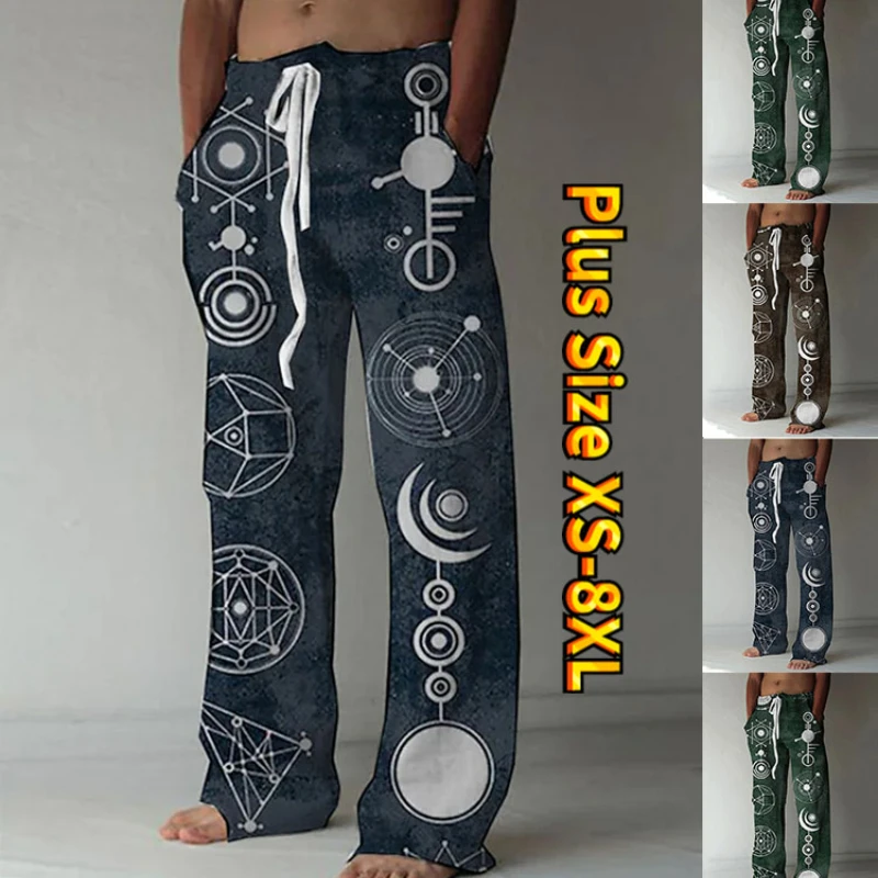 White Print Pattern Family Men 2025 new Daily Travel Street Style Loose Casual Pants XS-8XL