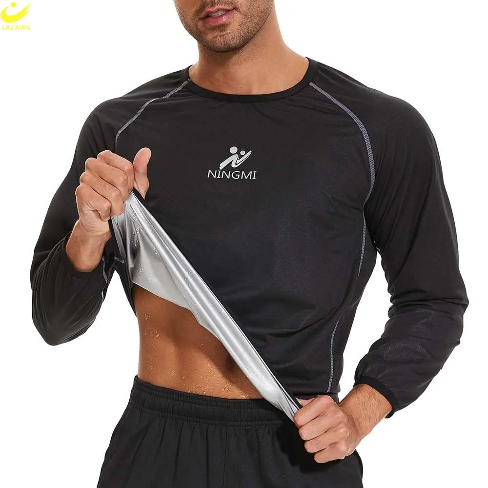 LAZAWG Men's new Sauna Top for Weight Loss Zipper Thin Long Sleeve Sweat Jacket Slimming 2025 Fat Burner Body Shaper Exercise Sportwear