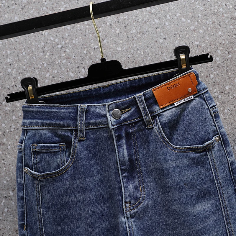 2025 Patchwork Split Flare Jeans Woman High Waist Stretch Plus new Size Patches Ankle Length Boot-Cut Denim Pants Female Pantalones Mujer