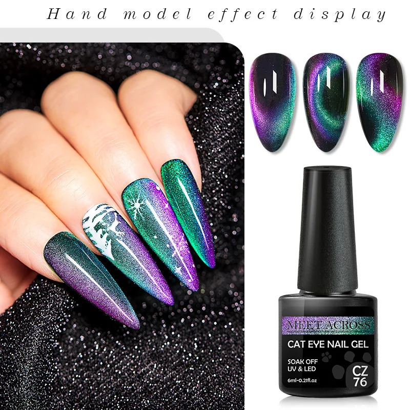 Cat Eyes Magnetic Nail Gel Polish Set With Magnetic Stick Spar Cat Starry Shining Chameleon Laser Cat Eye Hybrid Varnishes 240321