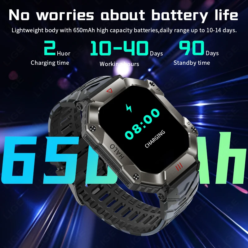 2024 Military Outdoor Men's Smart Watch Compass GPS Track Weather AI Voice 120+Sports Modes Waterproof SmartWatches Men Women