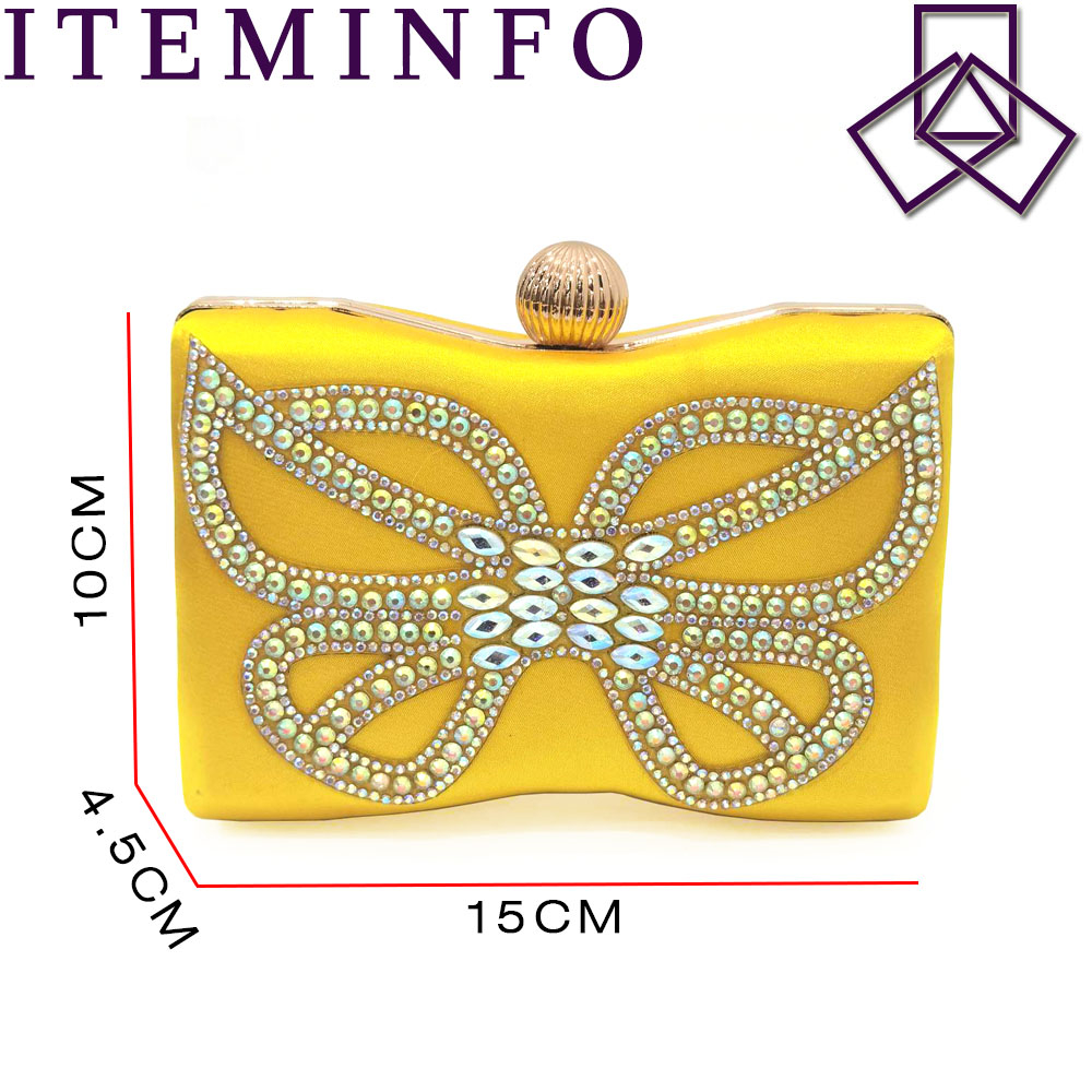 Yellow Bowknot Pointy Toe High Heel Sandals with Matching Bag Set 4