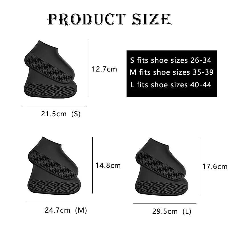 1/3 Pair Waterproof Non-slip Silicone Shoe High Elastic Wear-resistant Men Rain Boots for Outdoor Rainy Day Reusable Shoe Cover