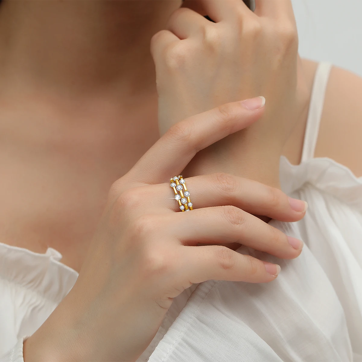 Certificated Moissanite Rings For Women Solid Sterling new Sier Eternity Band 2025 Wedding Jewelry Gift For Girl Pass Dia Test