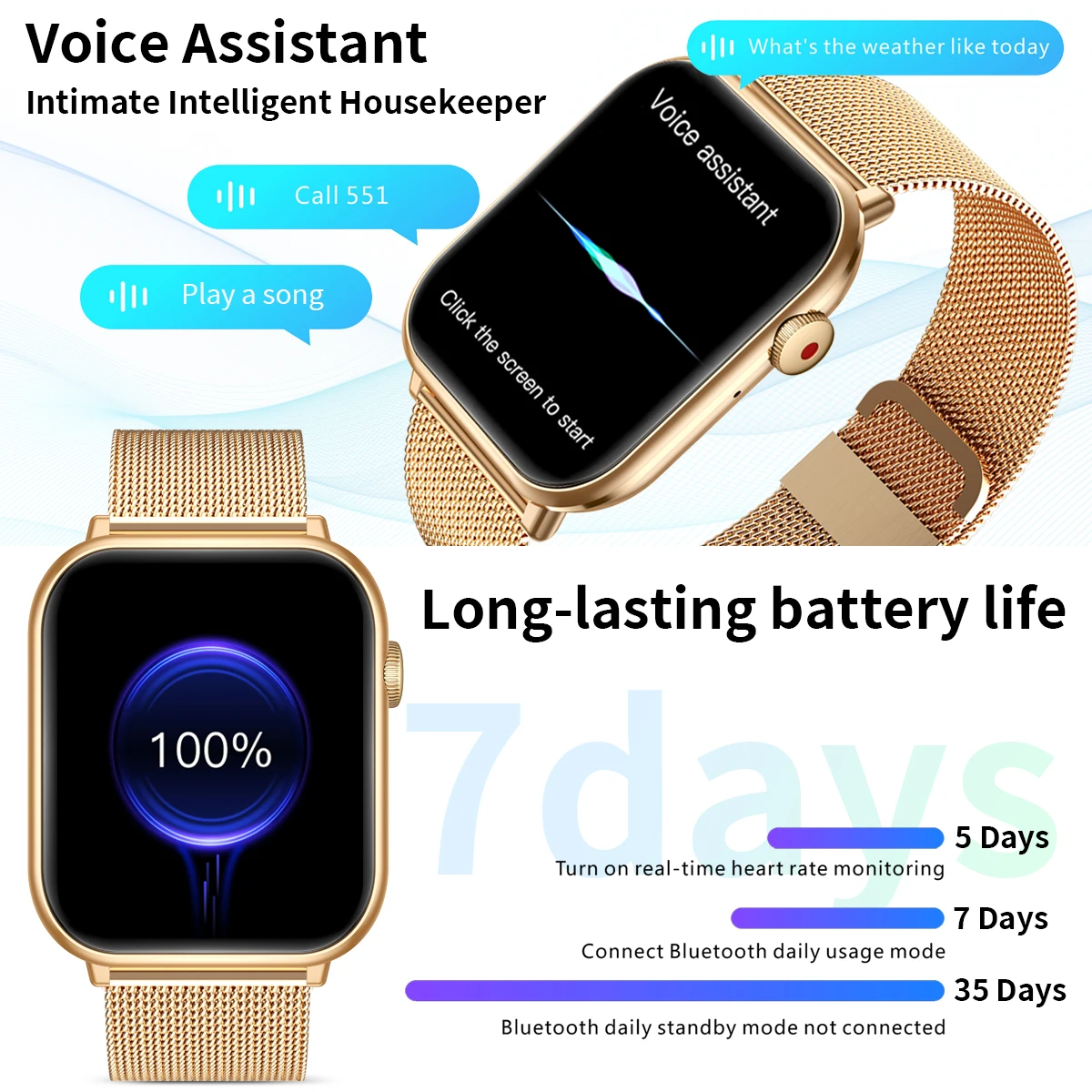 LIGE 1.96 inch Large Screen Smart Watch Women Body Temperature Blood Oxygen Monitor Voice Assistant Emergency SOS Smartwatch Men